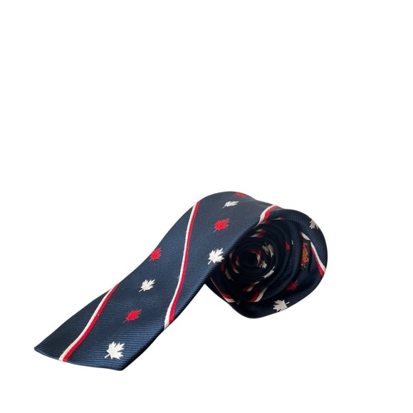 Vintage Beefeater Canada Tie | Red & White maple leaf striped | made in Canada - Picture 1 of 8